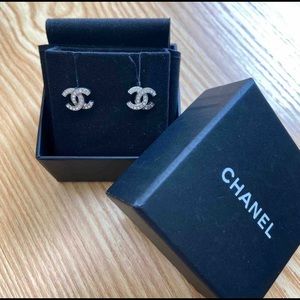 Authentic Vintage Chanel Silver Earrings with Stones